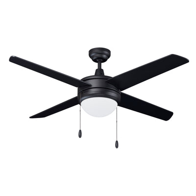 50 Inch Europa AC Matte Black Indoor Ceiling Fan 4-Blade 2 Lights Reversible