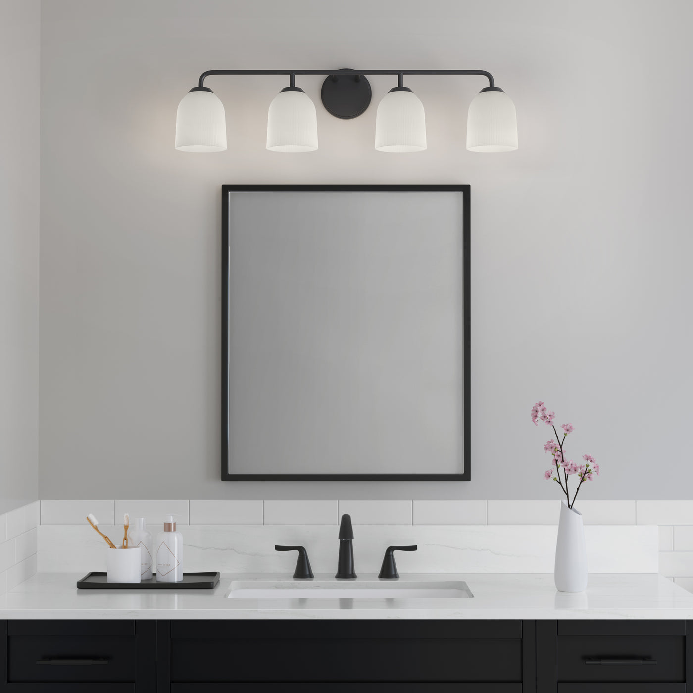 32'' Norah Matte Black 4 Light Bath Vanity