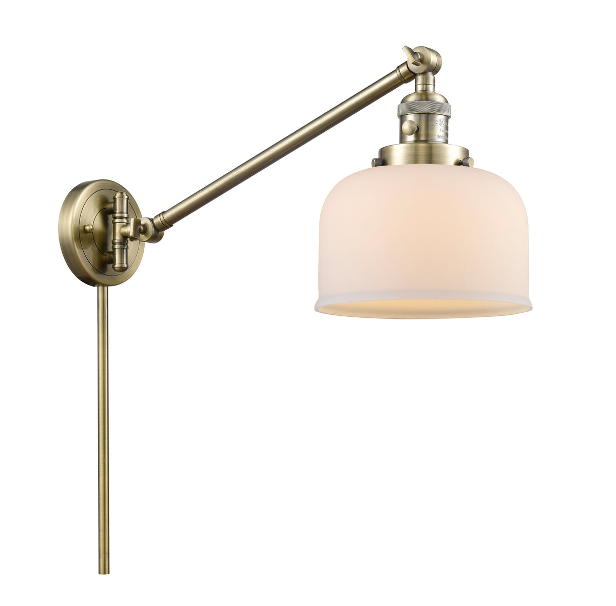 Bell 8-Inch 1-Light Adjustable Swing Arm with LED Bulb 25-Inch High 7.75-Inch Shade Reversible