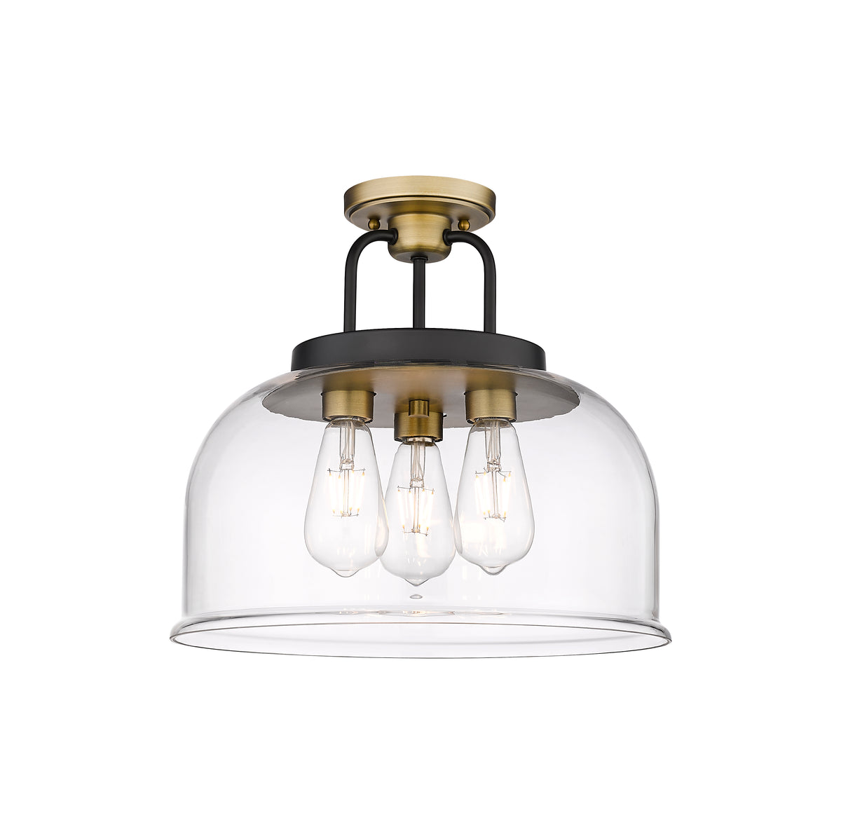 Kahana 15-Inch 3-Light Semi-Flush Mount Bell Shade