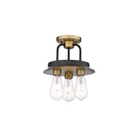 Downtown Semi-Flush Mount Satin Nickel Brass