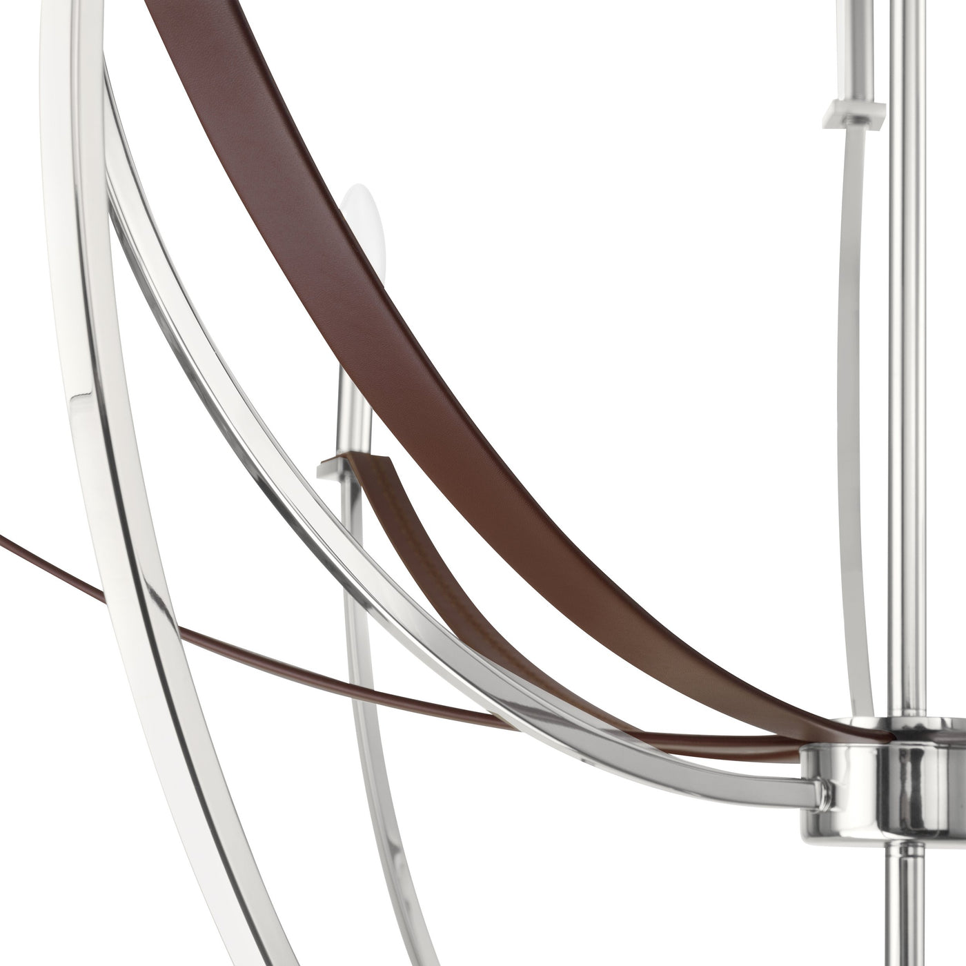Sussex 40-inch 9-light Polished Nickel and Dark Brown Faux Leather Chandelier