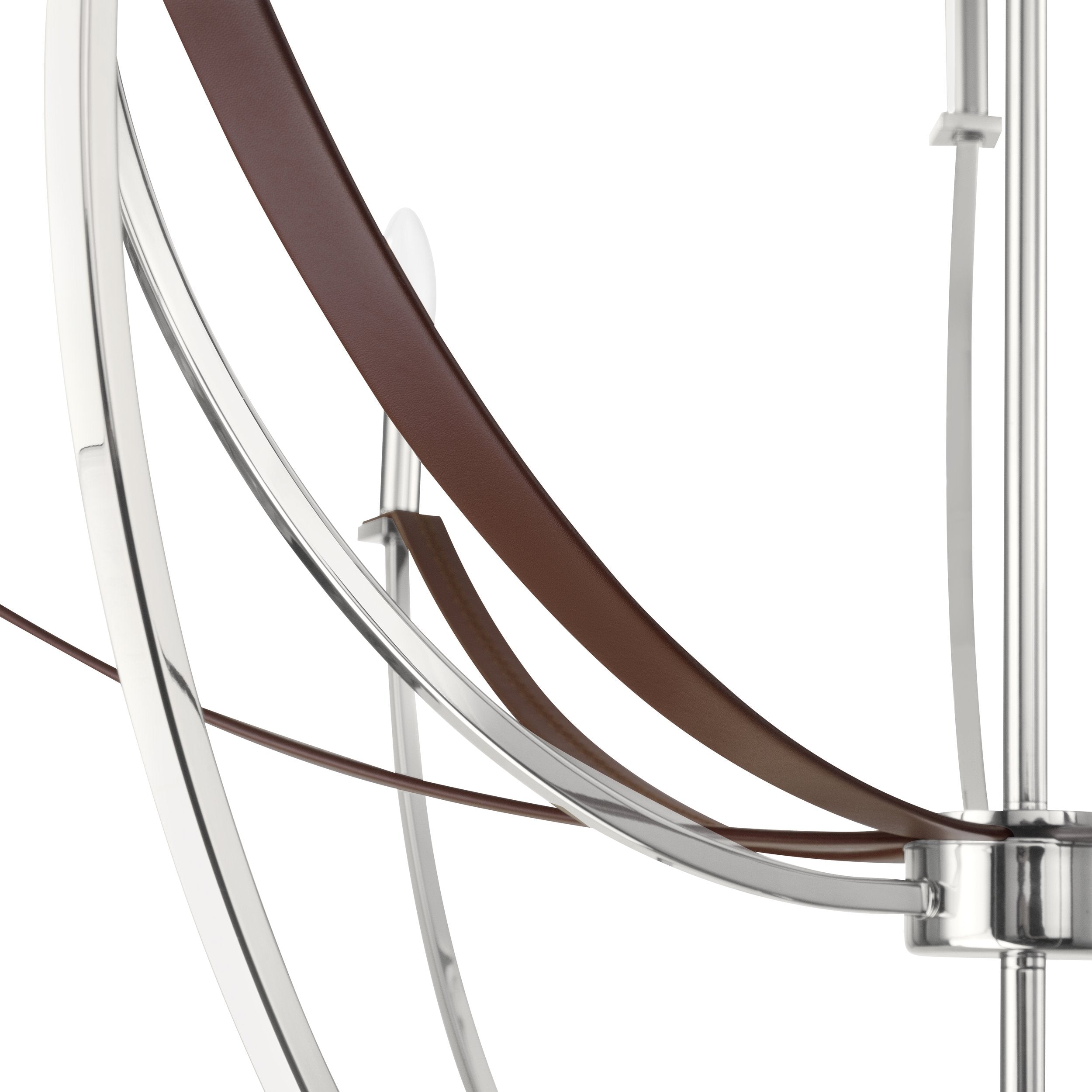 Sussex 40-inch 9-light Polished Nickel and Dark Brown Faux Leather Chandelier