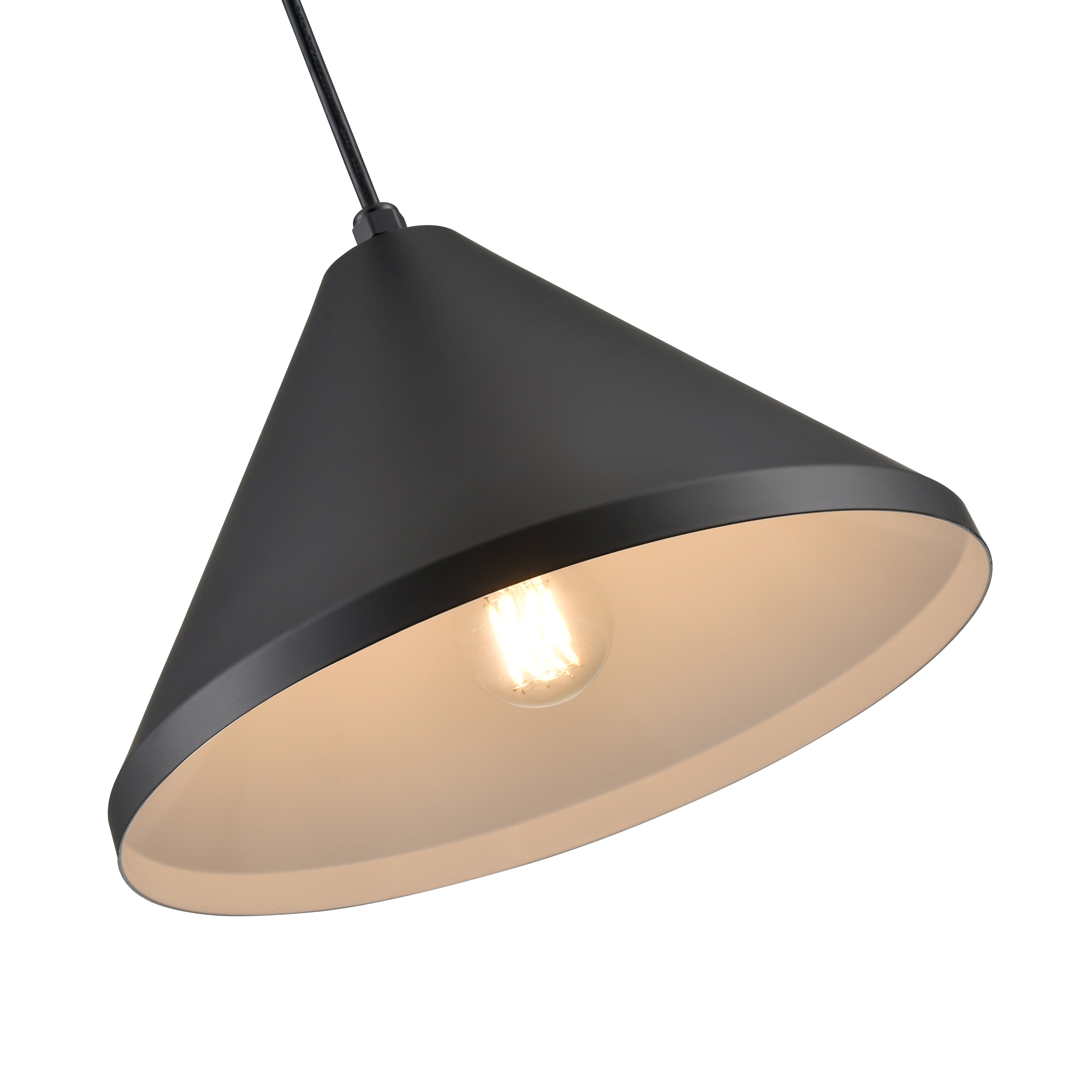 13 x 8.75-inch R Series Satin Black 1-Light Black Glass Cone Pendant Light
