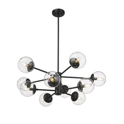 11'' Avell Matte Black 10 Light Chandelier