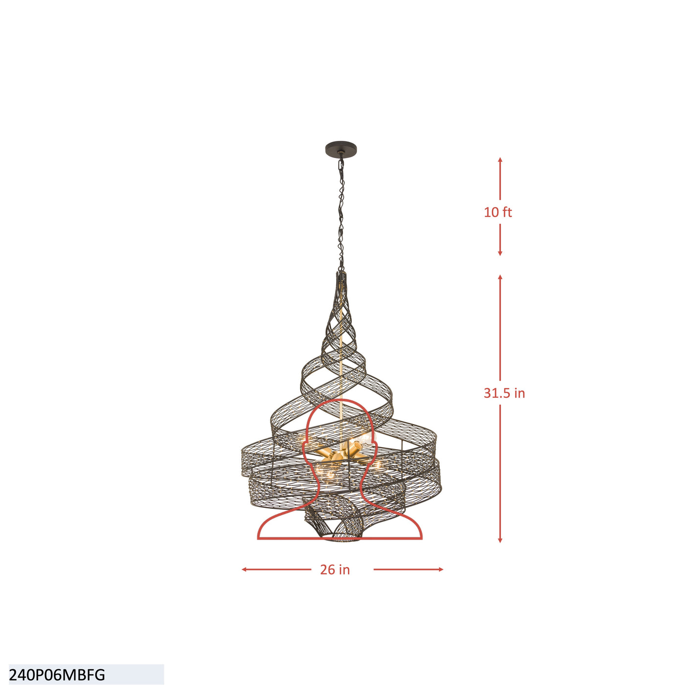 Flow 6 Light Large Twist Pendant