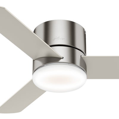 44 inch Minimus Brushed Nickel Low Profile Ceiling Fan with LED Light Kit and Handheld Remote