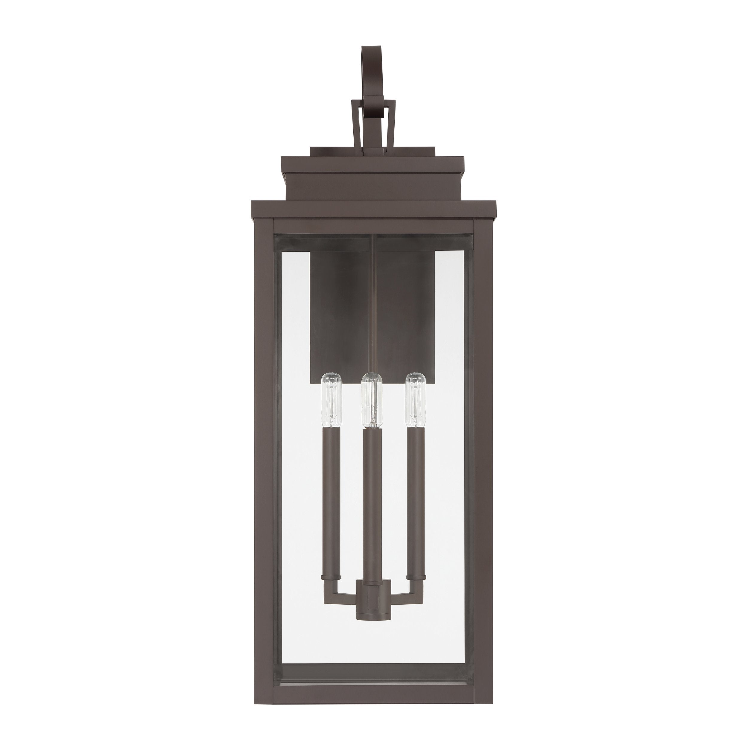 Hillside 31-inch 3-light Dark Bronze Exterior Wall Sconce with Clear Glass