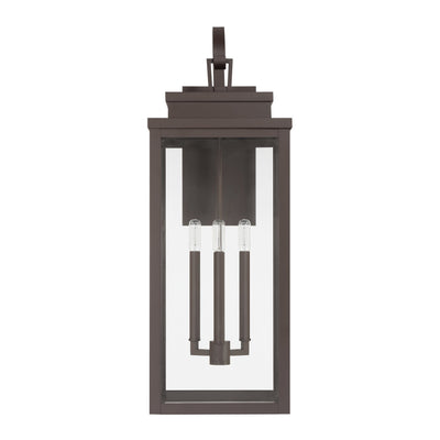 Hillside 31-inch 3-light Dark Bronze Exterior Wall Sconce with Clear Glass