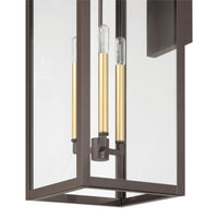 Hillside 31-inch 3-light Dark Bronze Exterior Wall Sconce with Clear Glass