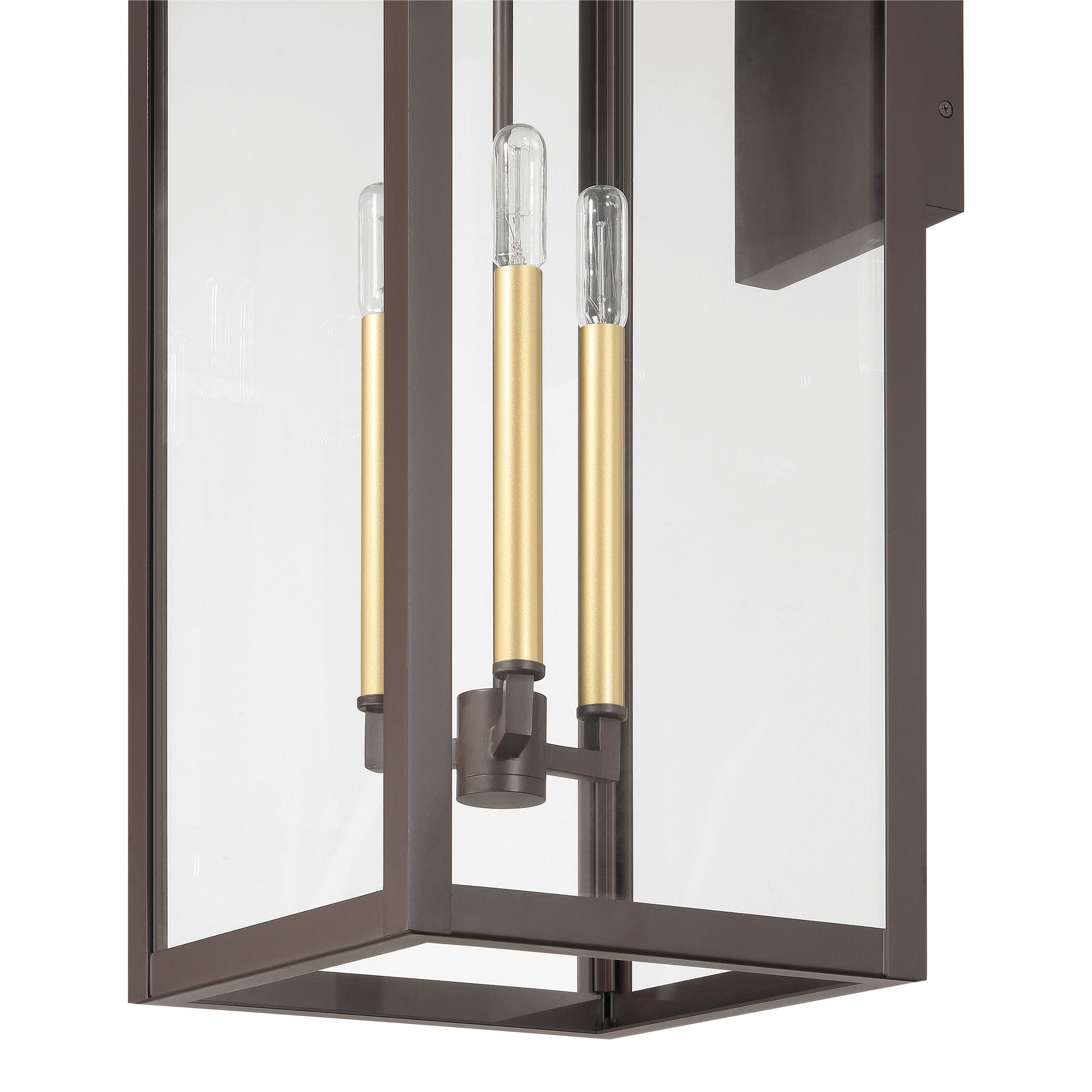 Hillside 31-inch 3-light Dark Bronze Exterior Wall Sconce with Clear Glass