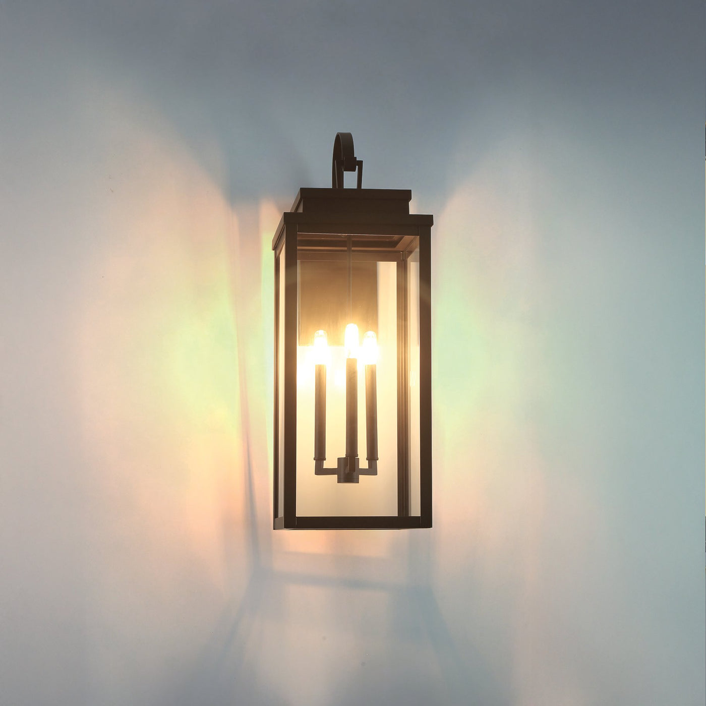Hillside 31-inch 3-light Dark Bronze Exterior Wall Sconce with Clear Glass