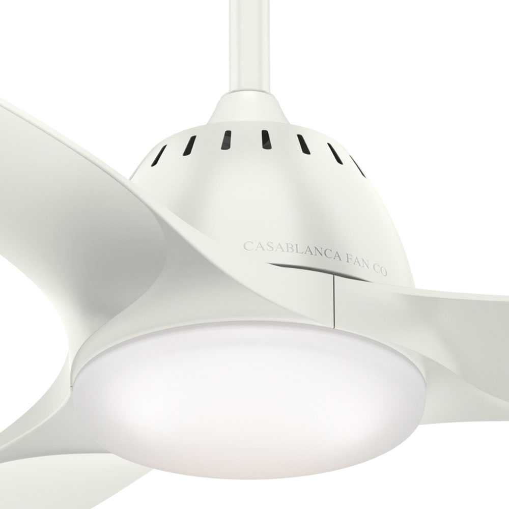 Casablanca 44 inch Wisp Fresh White Ceiling Fan with LED Light Kit and Handheld Remote