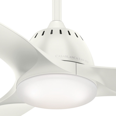 Casablanca 44 inch Wisp Fresh White Ceiling Fan with LED Light Kit and Handheld Remote