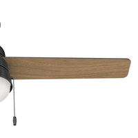 52 inch Aker Matte Black Damp Rated Ceiling Fan with LED Light Kit and Pull Chain