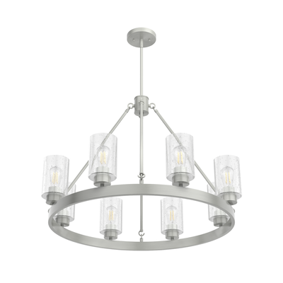 Hartland 32-inch 8-light Brushed Nickel Chandelier with Seeded Glass