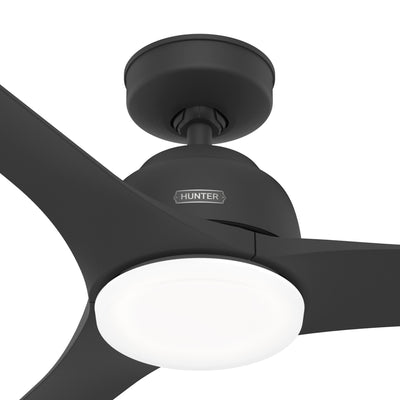 52 inch Gallegos Matte Black Damp Rated Ceiling Fan with LED Light Kit and Wall Control