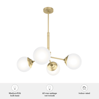 Hepburn 30-inch 4-light Modern Brass Chandelier with Cased White Glass