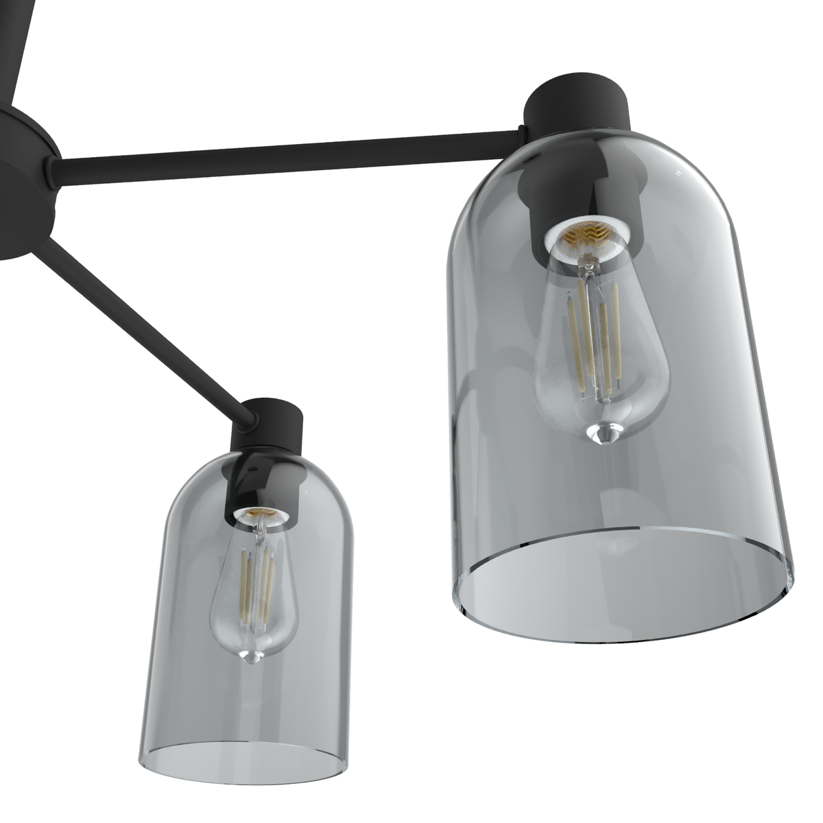 Lochemeade 26-inch 5-light Natural Black Iron Chandelier with Smoked Glass