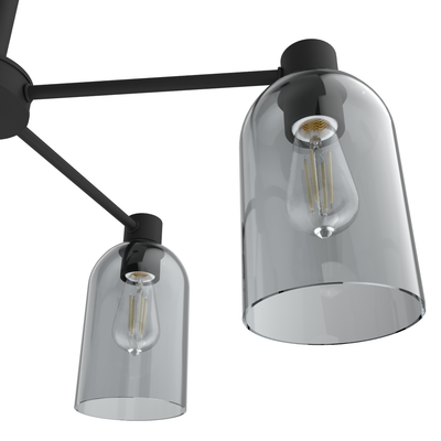 Lochemeade 26-inch 5-light Natural Black Iron Chandelier with Smoked Glass