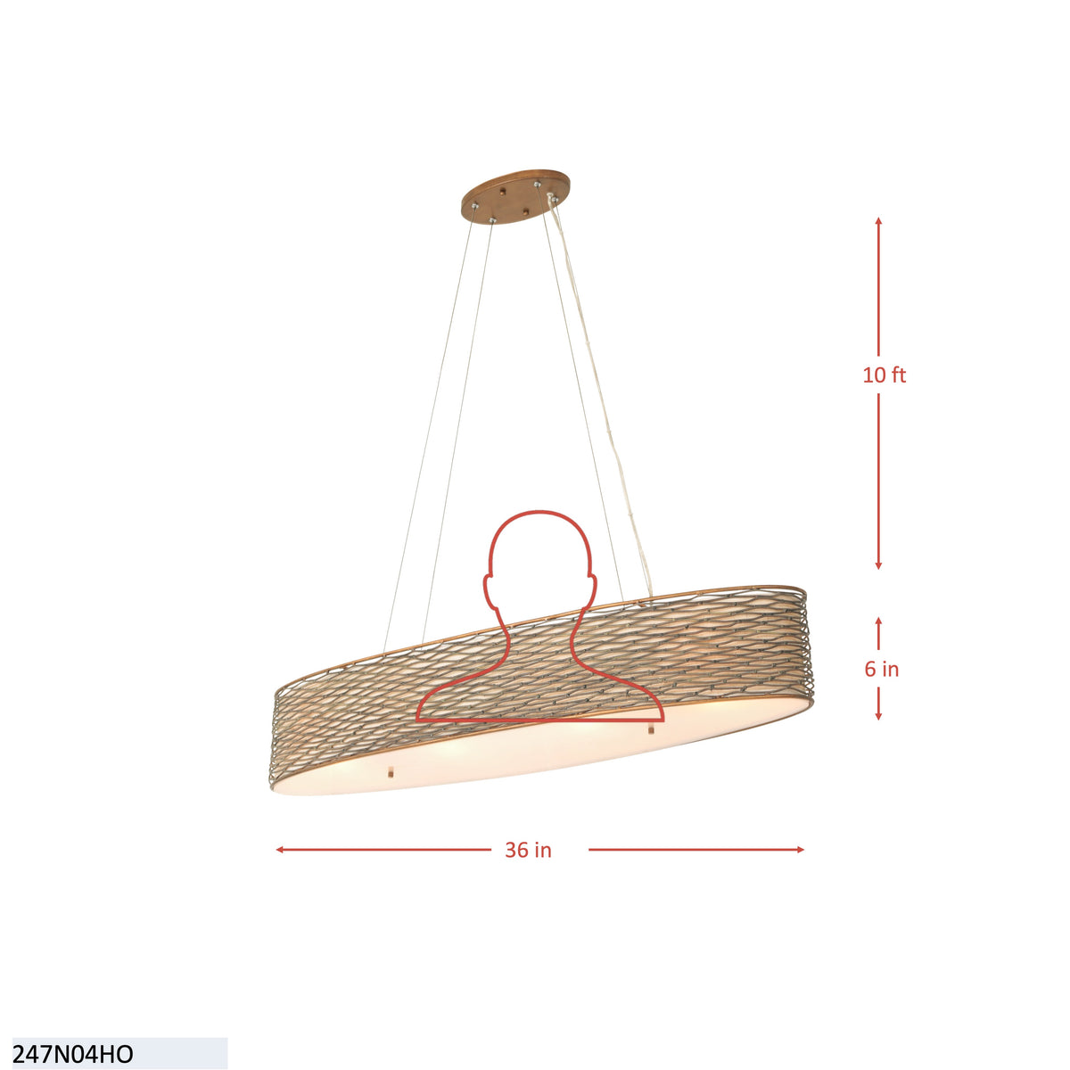 Flow 4 Light Oval Linear Pendant w/Fabric Shade