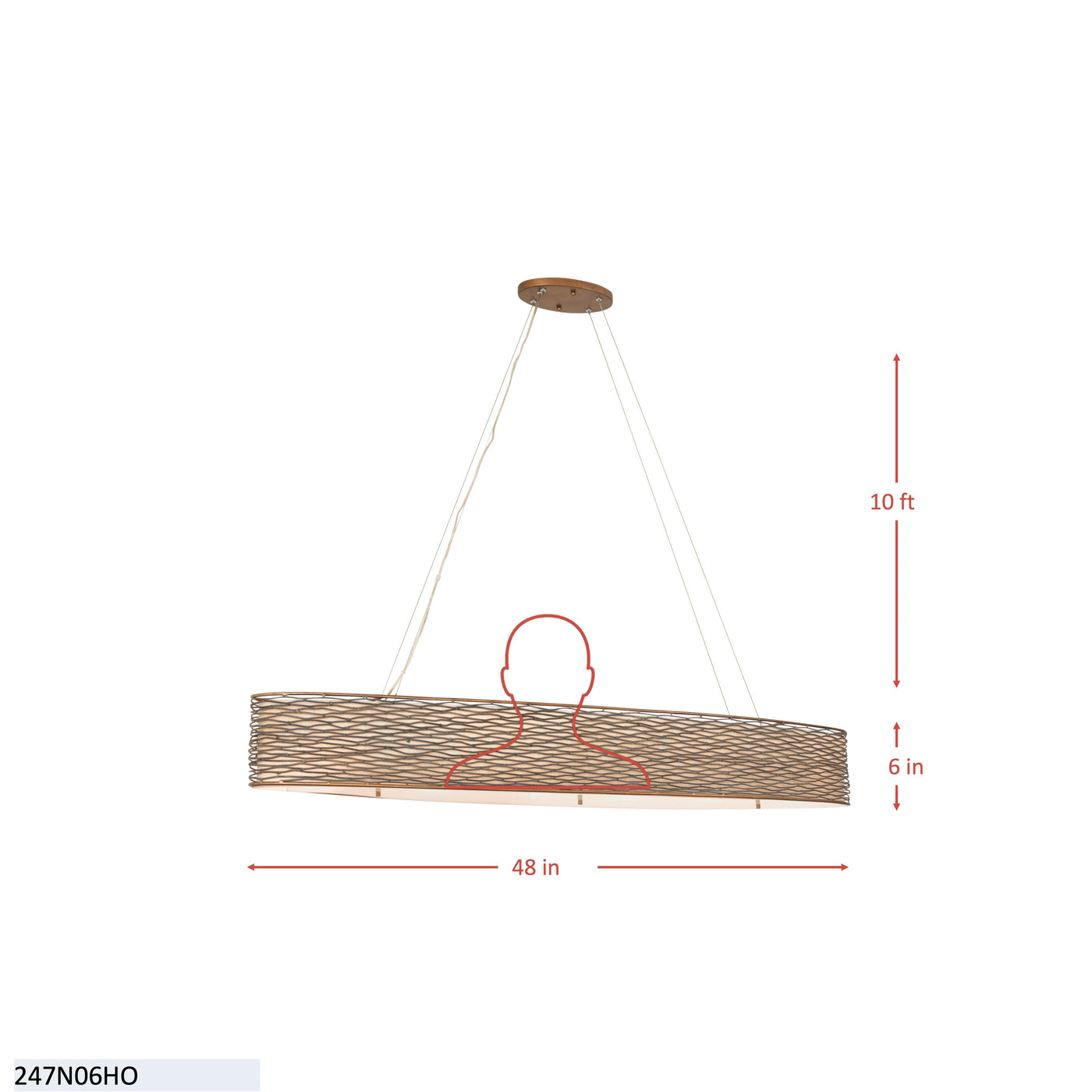 Flow 6 Light Oval Linear Pendant w/Fabric Shade