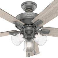52 inch Crestfield Matte Silver Ceiling Fan with LED Light Kit and Pull Chain