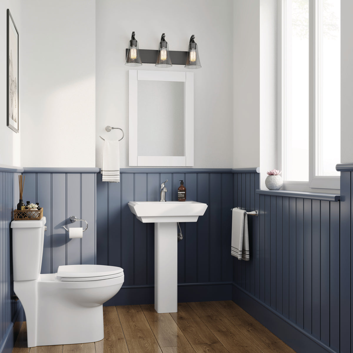 24'' Natalie Matte Black 3 Light Bath Vanity