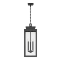 Hillside 11-inch 3-light Textured Black Exterior Pendant Light with Clear Glass
