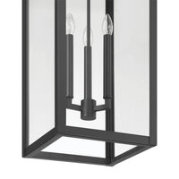 Hillside 11-inch 3-light Textured Black Exterior Pendant Light with Clear Glass