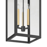 Hillside 11-inch 3-light Textured Black Exterior Pendant Light with Clear Glass