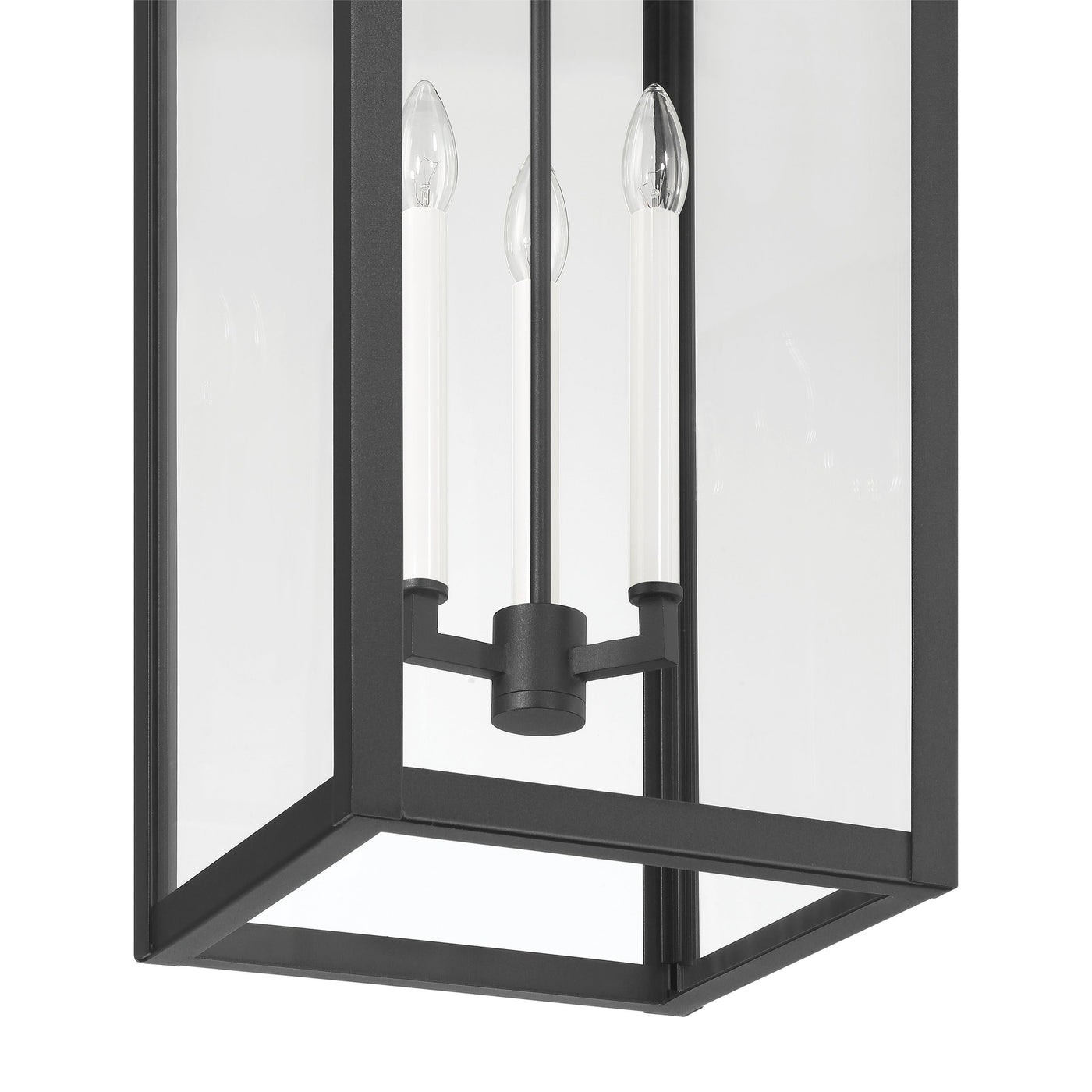 Hillside 11-inch 3-light Textured Black Exterior Pendant Light with Clear Glass