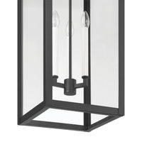 Hillside 11-inch 3-light Textured Black Exterior Pendant Light with Clear Glass