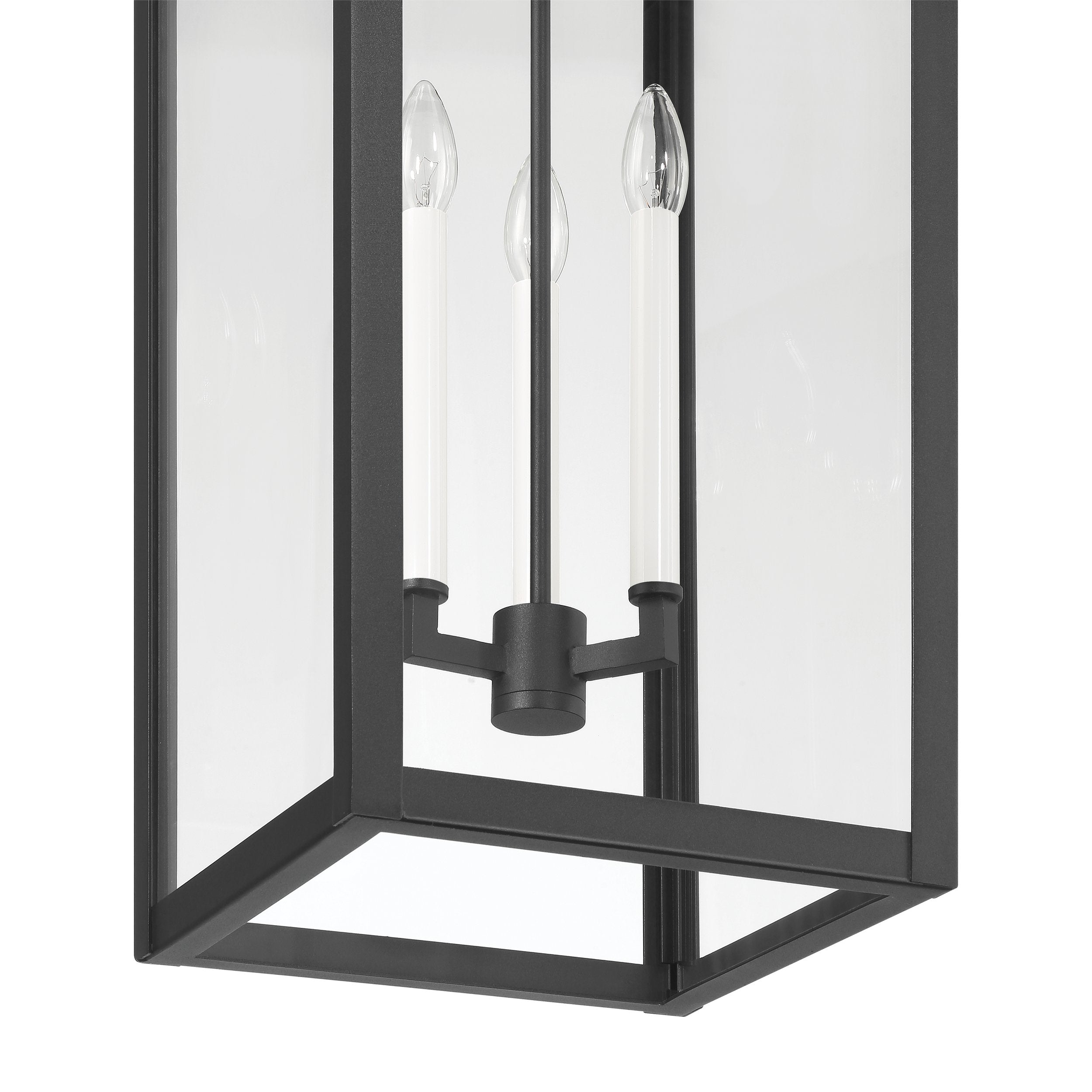 Hillside 11-inch 3-light Textured Black Exterior Pendant Light with Clear Glass
