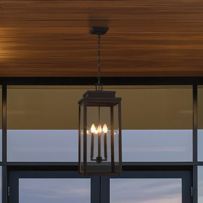 Hillside 11-inch 3-light Textured Black Exterior Pendant Light with Clear Glass