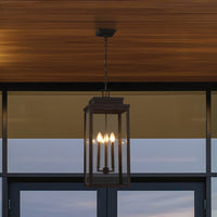 Hillside 11-inch 3-light Textured Black Exterior Pendant Light with Clear Glass