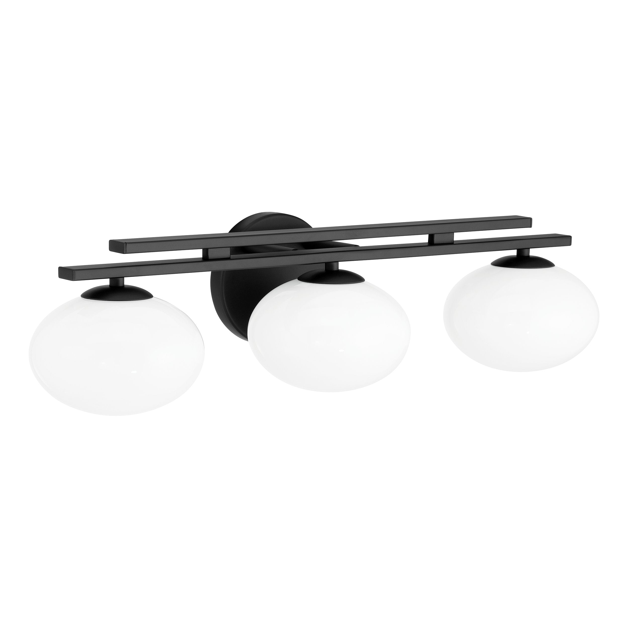 Julep 24-inch 3-light Matte Black Vanity Light with Opal Glass Shades