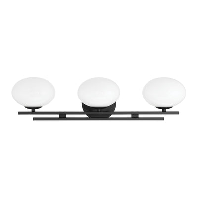 Julep 24-inch 3-light Matte Black Vanity Light with Opal Glass Shades