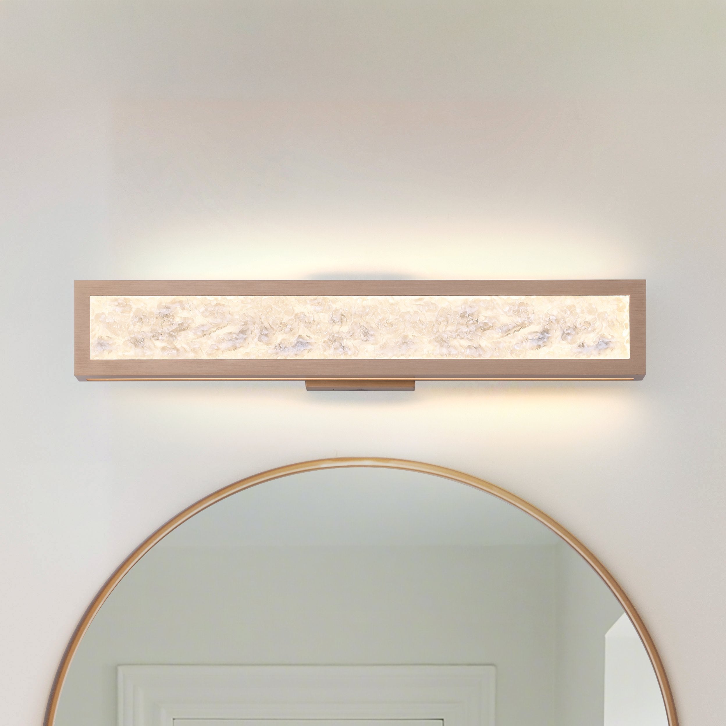 Courtney 24-inch Champagne Gold 5CCT LED Vanity Light with Clear Water Glass