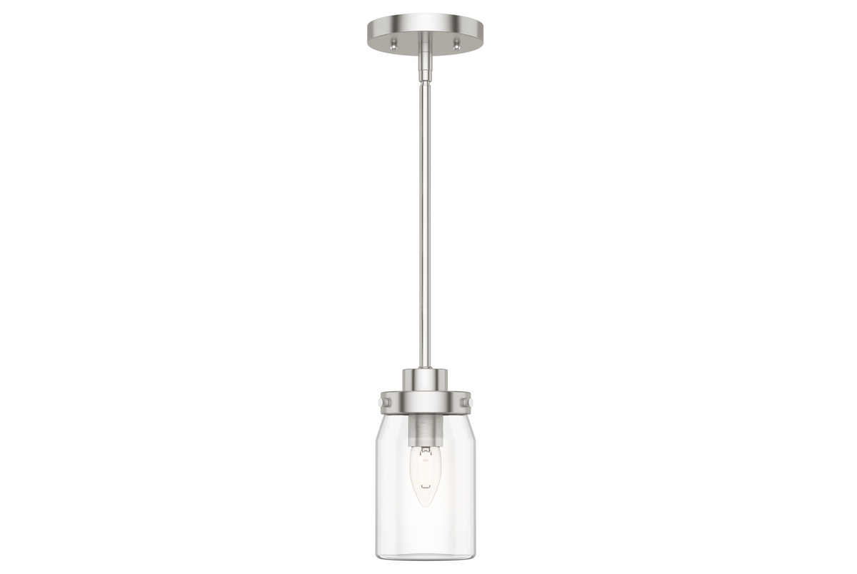 Devon Park 4.5-inch 1-light Brushed Nickel Pendant with Clear Glass