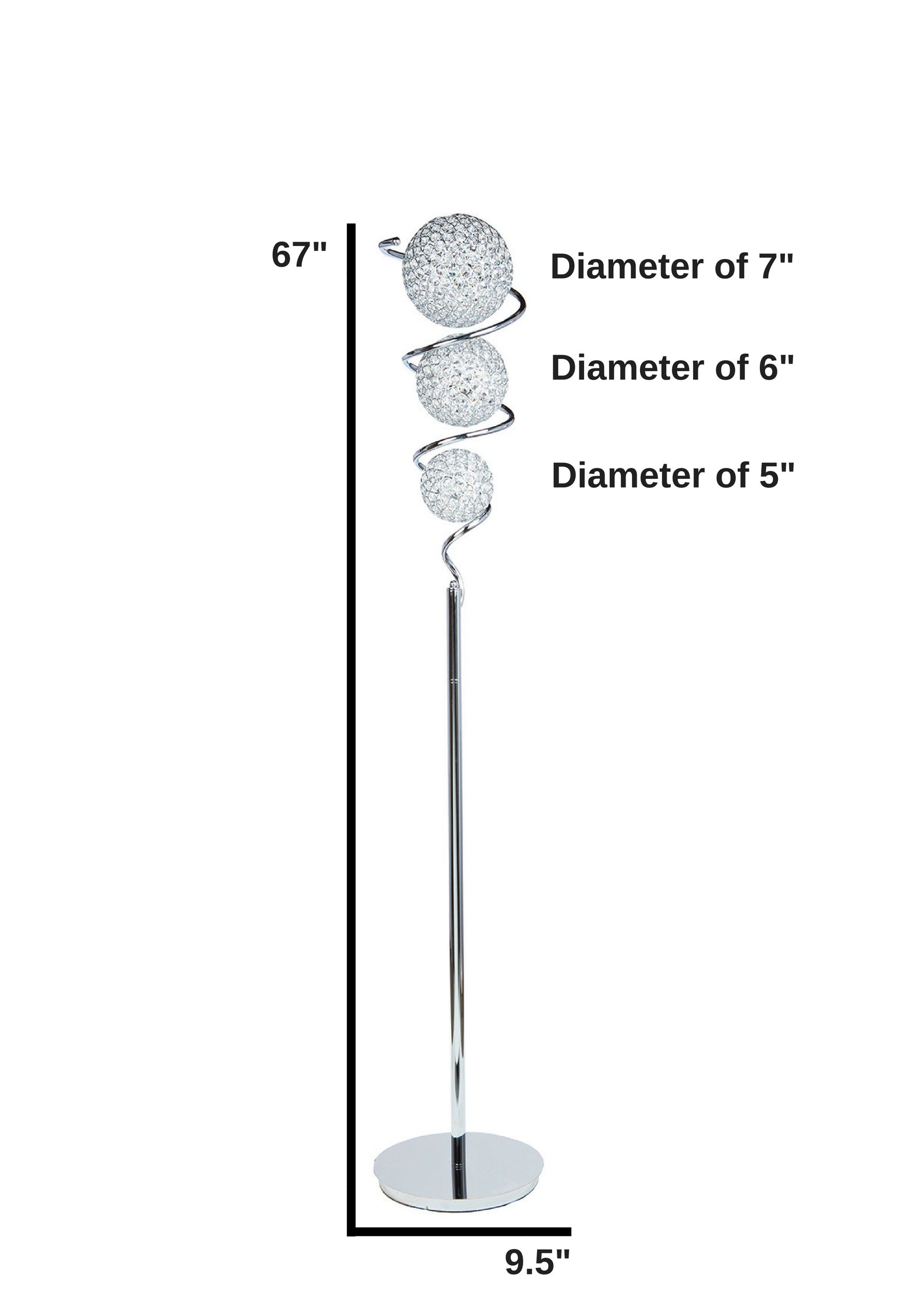 Vertical Crystal Sphere Floor Lamp | 3 Light