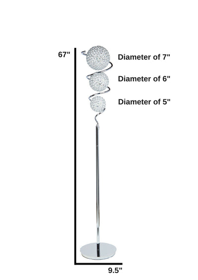 Vertical Crystal Sphere Floor Lamp | 3 Light