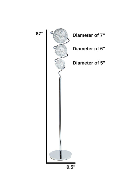Vertical Crystal Sphere Floor Lamp | 3 Light