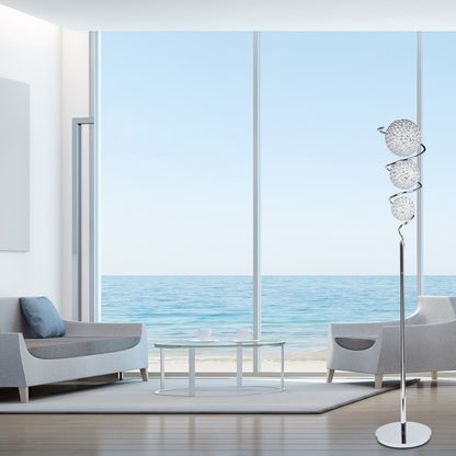 Vertical Crystal Sphere Floor Lamp | 3 Light