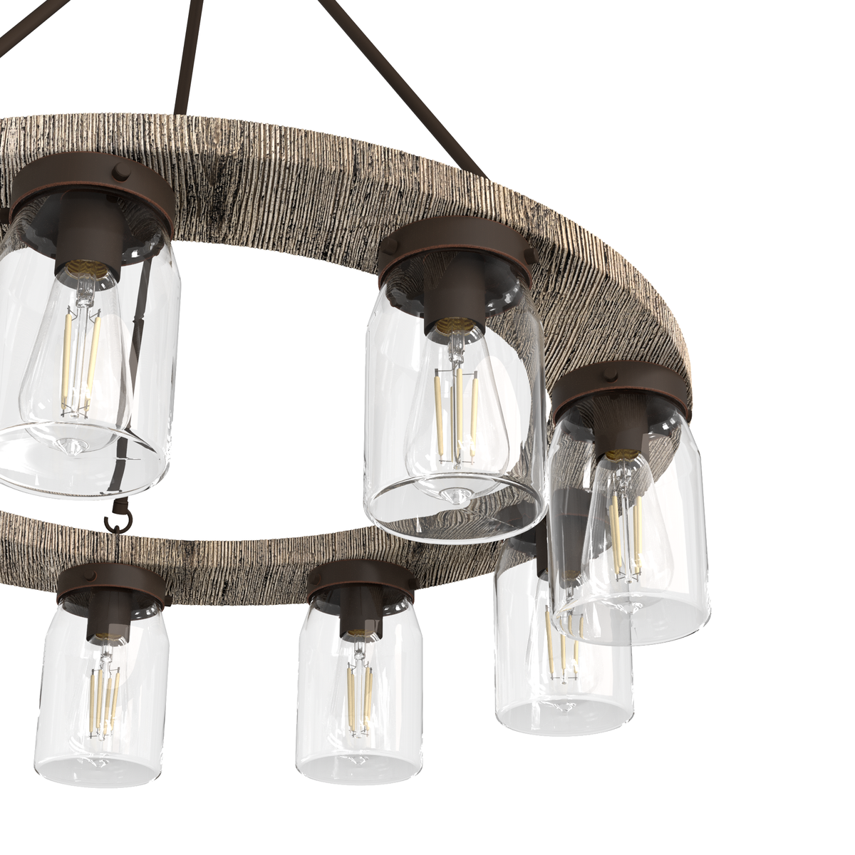 Devon Park 31-inch 9-light Onyx Bengal and Barnwood Chandelier with Clear Glass