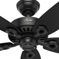 52 inch Builder Matte Black Damp Rated Ceiling Fan and Pull Chain