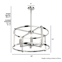 Astwood 26-inch 6-light Polished Nickel Drum Chandelier with Clear Glass