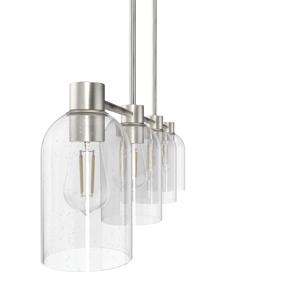 Lochemeade 37.5-inch 4-light Brushed Nickel Linear Chandelier with Clear Seeded Glass