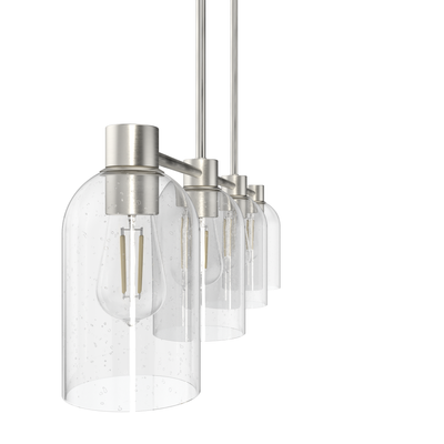 Lochemeade 37.5-inch 4-light Brushed Nickel Linear Chandelier with Clear Seeded Glass