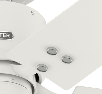 52 inch Windbound Matte White Damp Rated Ceiling Fan and Pull Chain